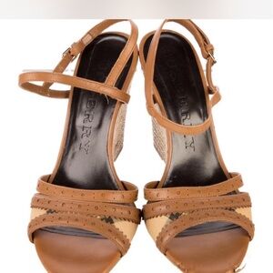 Burberry Brown and Tan Wedge Sandals